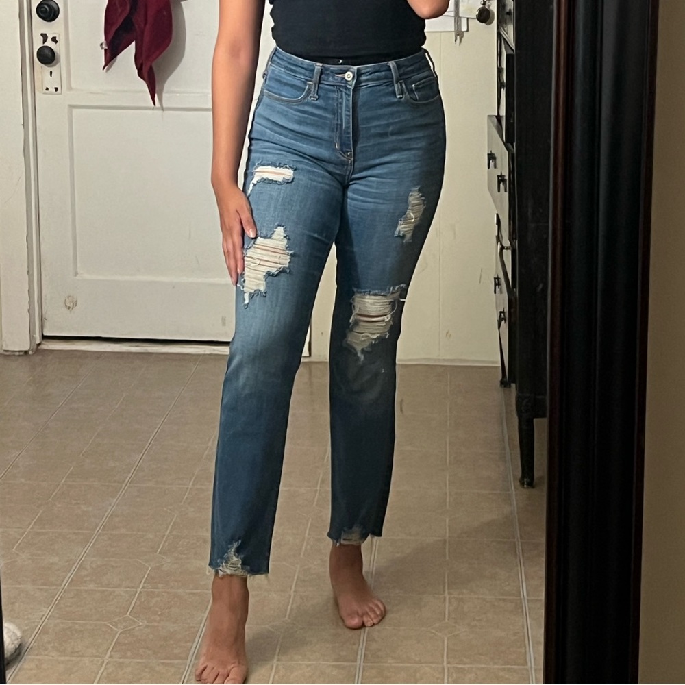 Slim straight ripped jeans